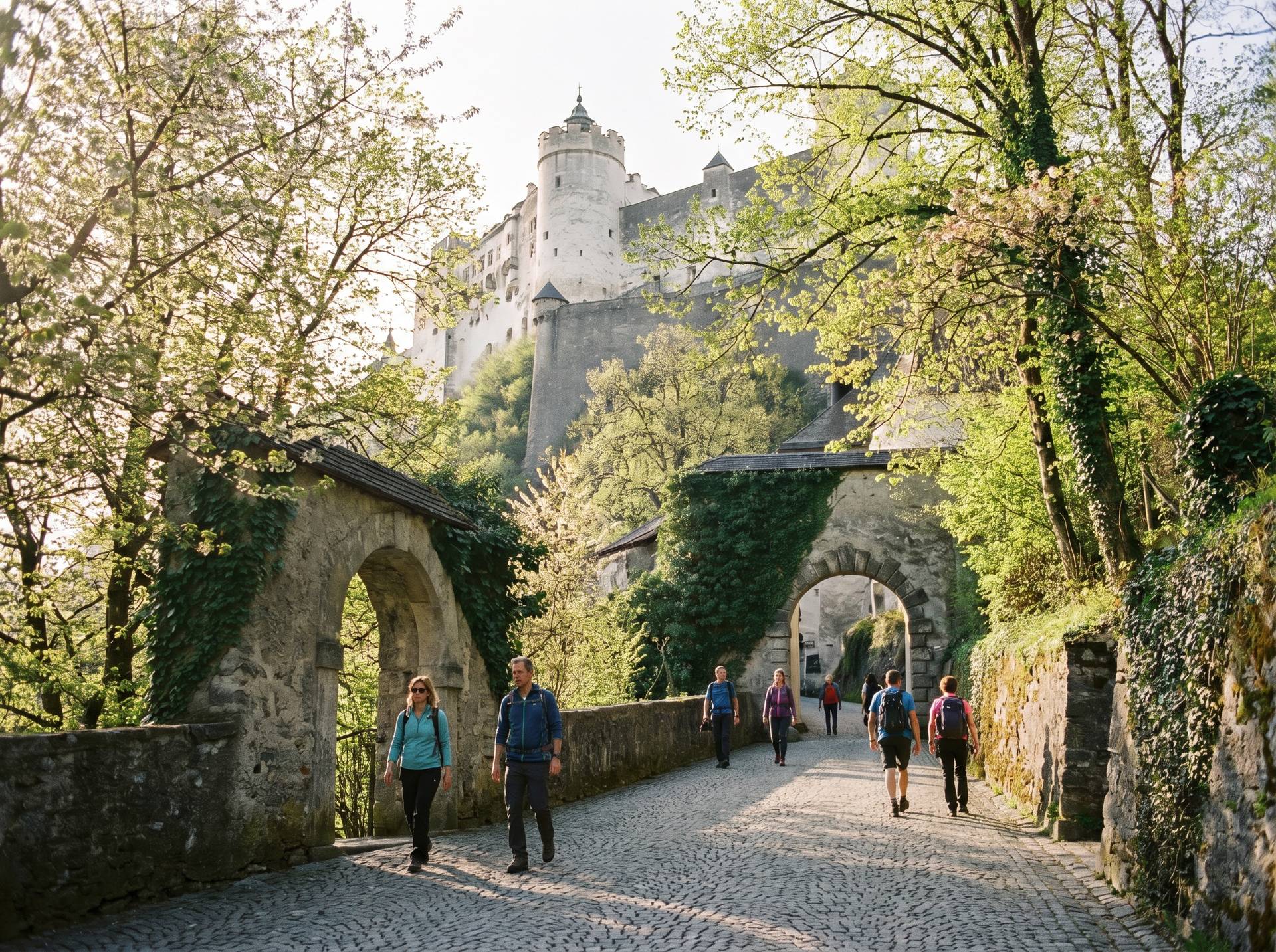 Walking path to Hohensalzburg Fortress